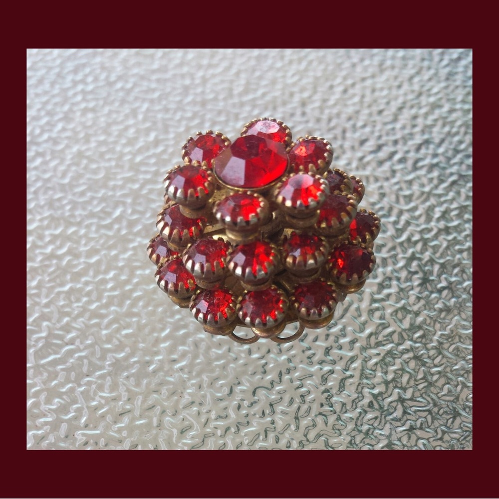 Bundle 3 VTG 50s Jewel Tone & Rhinestone Buttons - Picture 9 of 13